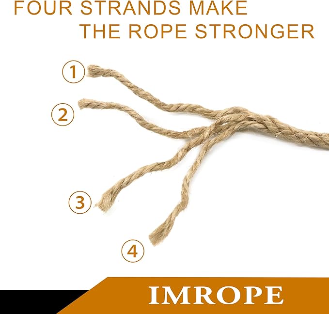 4mm x 200 Feet Natural Jute Rope, Twine for Gardening Tomato Climbing Plant Tie Floristry Crafts Gift Wrapping Packing Decor