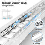 Full Metal Under Sink Organizer 2-Tier, Pull Out Cabinet Organizers and Storage, Silk-Smooth Sliding Drawer for Kitchen, Bathroom, Pantry, Cabinet, Closet (White, 2 Pack)