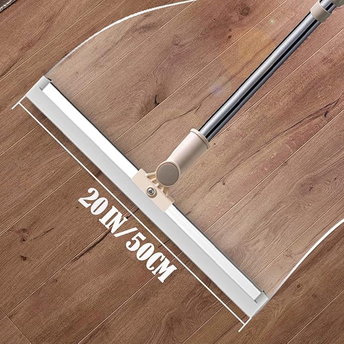 Floor Squeegee 20 inch Silicone Long Handle of 65" for Window Cleaning Shower Squeegee Scrubber Combi with Pole Extendable Telescopic Adjustable Stainless Glass Squeegee Bathroom Shower