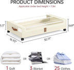 Yecaye Under Bed Storage with Wheels, 2 Pack Under Bed Storage Containers, 60L Underbed Shoe Storage with Clear Window & Label, Rolling Under Bed Metal Drawer for Clothes, Shoes, Books, Blankets
