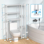 Over The Toilet Storage Organizer - 7 Tiers Space Saving Bathroom Shelves, Adjustable Above Toilet Shelf Rack, Metal Organizer Shelf Over Toilet for Bathroom Storage and Organization, White