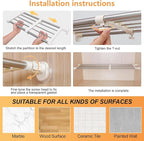 BAOYOUNI Adjustable Closet Tension Shelf Rod Expandable Clothes Hanging Rail Pole Dividers Wardrobe Space Saving Storage Organizer Ivory, 46.85-75 Inches