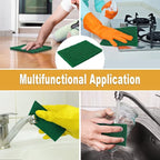 100 Pcs Scouring Pads,Heavy Duty Scour Pads,4 x 5.95 inch Reusable Green Scrub Pads for Metal Grills & Kitchen Scrubbers,Non-Scratch Scrubbing Pads for Household Kitchen Dishes Sink Bathtub
