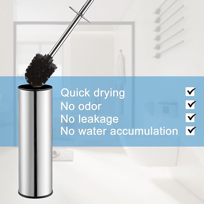 BGL Chrome Toilet Brush and Holder,Stainless Steel Toilet Brushes for Bathroom with Holder