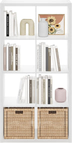 Furinno Cubicle Open Back Decorative Cube Storage Organizer, 8-Cube, White