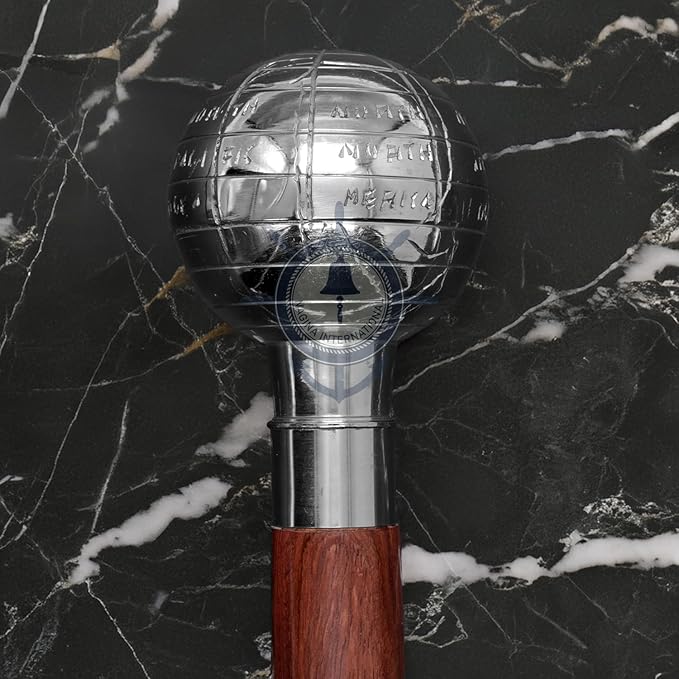 Deluxe Walking Sticks | Rosewood Crafted Cane with Solid Brass Chrome Decorative Bars | Nagina International