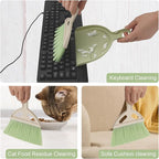 Mini Dustpan and Brush Set Portable Small Broom with Dust Pan Handheld Hangable Whisk Broom and Dust Pan for Home, Kitchen, Table, Office, Car 1 Pcs (Green)