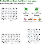 C&AHOME Plastic Shoe Rack,16-Cube Modular Shoes Storage Stand, Multifunction Closet Cabinet, Stackable Shoe Organizer for Bedroom Doorway Entryway Hallway, 36" L × 14.2" W × 28" H White SRP15A