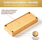 Umilife Bamboo Kitchen Utensils Organizer, Extra High Silverware Drawer Tray, Flatware Cutlery Storage Box, Multi-Use Holder in Office, Bathroom, Pantry - 15"x6"x2.5" (Set of 2)