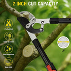 Yesker 27-35" Extendable Loppers for Tree Trimming Heavy Duty Tree Trimmer Bypass Loppers with Compound Action Sharp Anvil Blade up to 2 Inch Cut Capacity Branch Cutter Chops Thick Branches Ease