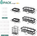 Veken Shower Caddy 6-Pack, Advanced Rustproof Design, No Drilling Adhesive Shelves, Rack with Soap Holder, Large Capacity Bathroom Organizers and Storage, Wall-Mounted Kitchen & Home Decor