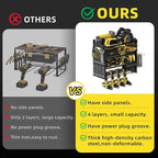 Power Tool Organizer Wall Mount with 4-Drill Holders-400Lbs Load Heavy Duty Metal 4-Layers Garage Storage & Organization Battery Tools Rack with Side Panels Utility Racks Workshop Gifts for Men