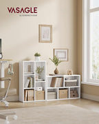 VASAGLE Bookcase, Bookshelf with 5 Compartments, Freestanding Shelves and Cube Organizer, Display Shelf for Small Spaces, for Living Room, Bedroom, and Home Office, White ULBC25WT