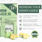 24PCS Dishwasher Cleaner and Deodorizer Tablets with Digital Meat Thermometer, Deep Cleaning Formula Tablets for Removing Limescale, Odor, Smell, Hard Water Residue(Lemon-Scented)