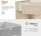 Storage Cube Organizer with Clear Window, Linen Collapsible Storage Boxes with PU Handles, Cube Storage Bins for Shelf, Closet, Cabinet, Bookcase (13x13x13, Khaki)