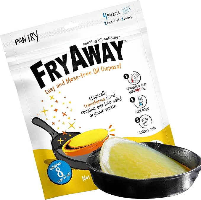 FryAway® Pan Fry Cooking Oil Solidifier, Super Value 10-Pack (40 Packets, Solidifies Up to 5 Gallons), Plant-Based Grease Solidifier & Oil Hardener Powder for Easy Disposal, Shark Tank, Made in US