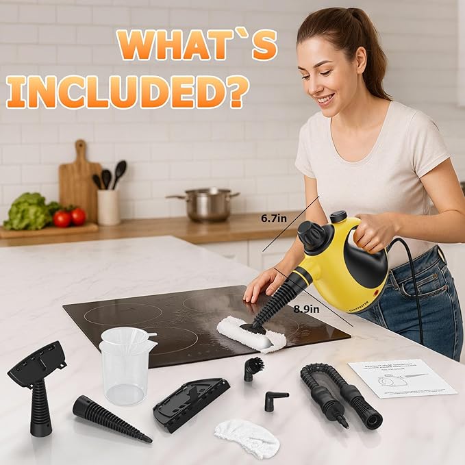 Handheld Steam Cleaner - High Pressure Steam Cleaner for Home, Multi-Functional Cleaning Tools for Kitchen, Bathroom, Couch, Car. Portable Steamer Makes Housework Easier