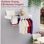 Wall Mounted Drying Rack 40", Foldable Laundry Drying Rack with Stainless Steel Rods, Retractable Laundry Space Saver for Indoor & Outdoor Use, Include Wall Template