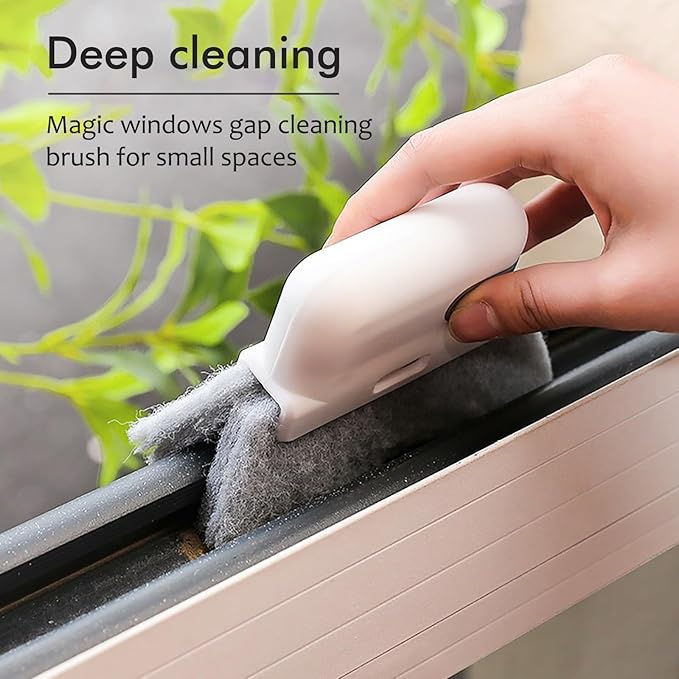 Window Cleaning Brush,Multifucation Groove Cleaning Brush for Household Use, 3 in 1 Window Sliding Door Track Cleaner, Sill, Tile Lines, Shutter, Car Vents, Keyboard, Small Spaces Clean Kit