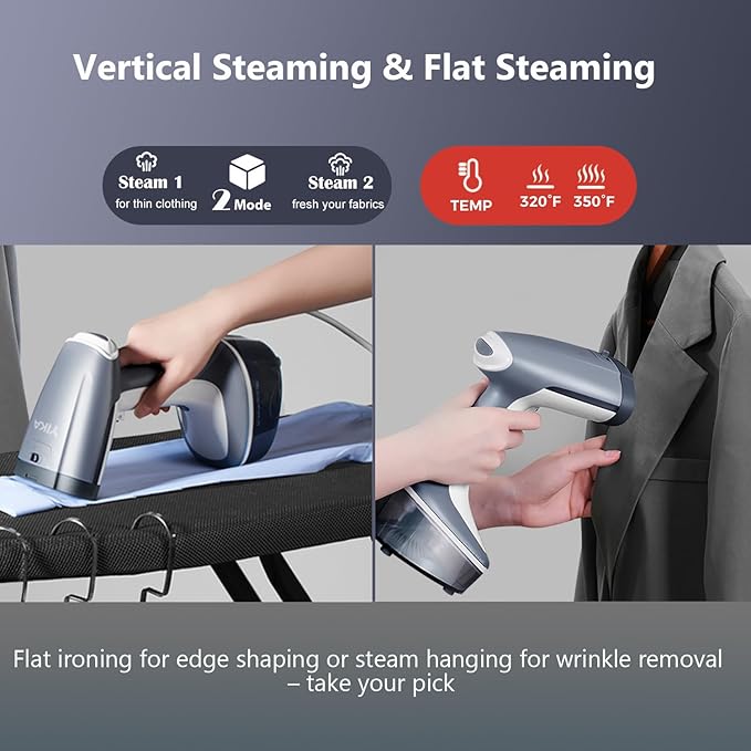 YIKA Steamer for Clothes, Travel Clothes Steam Iron, Portable Clothing & Garment Wrinkle Remover, 30s Heat Up, 300ml Detachable Water Tank, 25 Minutes Continuous Steam for All Kinds of Fabrics