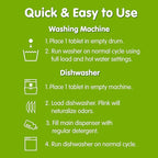 Plink Washing Machine and Dishwasher Cleaner and Freshener, Prevents Residue and Removes Odors in Kitchen and Laundry Room Appliances, Septic-Friendly, Made in the USA, Lemon Scent, 12 Tablets
