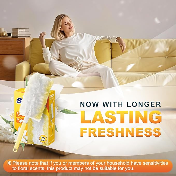 JOYMOOP Disposable Duster Set, 30 Pcs 360 Heavy Duty Duster Refills with 1 Dusting Wand, Disposable Dusters for Cleaning Home & Car, Multi-Surface Dusters, for Dusting Corners, Ceiling Fans, Furniture