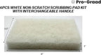 Handled Bath Scrubber 6 Piece Heavy Duty Cleaning Scrub Sponge Brush Bathroom Scouring Pads White Non-Scratch Remove Soap Scum Cleaning Shower Tile Bathtub Sink Pools Hot Tubs Waterline Steps Corners