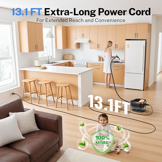 ODSD Steam Cleaner for Home & Car, 3-Level Adjustable Steamer for Cleaning, 15s Heat-Up & 1.6L Large Tank, Handheld Steam Cleaner for Car Detailing, Home, Tile, Grout, Furniture with 15pcs Accessories