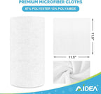 AIDEA Microfiber Cleaning Cloth Roll, White 50PK, Tear Away Reusable Paper Towels, Commercial Shop Rags, Microfiber Towels for Cars, Lint Free Rags for House, Kitchen, Automotive, 11.5"×11.5"