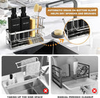 GMISUN Dish Soap Dispenser for Kitchen, 12 fl oz Matte Black Kitchen Soap Dispenser with Silver Sponge Holder, Customized Removable Soap Dispensers Set, Modern Hand and Dish Soap Dispensers Set