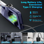 MONOZEL Handheld Vacuum Cordless - Car Vacuum Cleaner with Brushless Motor, 15kPa Powerful Suction Vacuum with LED Light, Type C Port, 2 Fliters, Portable Hand Vacuum for Home, Pet and Car
