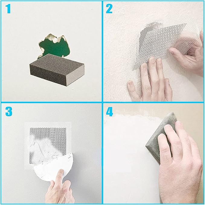3 Pcs 4 Inch Wall Patch Repair, Drywall Repair Patch Self Adhesive Drywall Patch and Fiberglass Repair Kit, Heavy Duty Dry Wall Hole Repair Patch for Drywall Plasterboard (4 x 4 Inch)