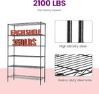 FDW | 6-Tier Wire Storage Shelves with Wheels | 45"x18"x82" | Black | Adjustable Racks | Heavy-Duty Metal Shelf, Holds Upto 2100 lbs | Tool-Free Assembly, Rust-Resistant | for Home & Garage Shelving