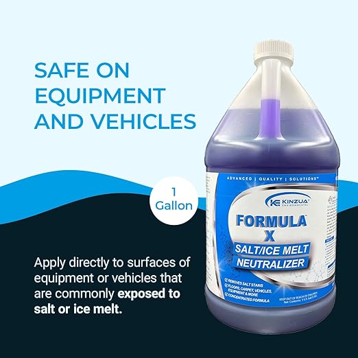 KINZUA ENVIRONMENTAL Formula-X Concentrated Salt Stain Remover & Surface Protector, Professional Salt Remover for Floors, Boats, Carpets, Salt Neutralizer for Vehicles Prevents Corrosion, 1 Gallon