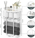 Towel Racks for Bathroom, Bathroom Shelf Over Toilet,Floating Shelves with Towel Rack Paper Holder Storage Basket,Floating Shelves for Wall Decor,White