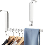 2 Pack Over The Door Hanger Folding Clothes Drying Rack,Fit Door up to 1-3/4" Optimal,Collapsible Foldable Hanging Coat Rack w/ Retractable Rod,Clothing Hanger Hook for Laundry Room (Milky White)