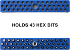 Mayouko 1/4" Magnetic Hex Bit Holder Rack Organizer, 43 Holes, 1/4-Inch Drill Bit Holder, Red&Blue, 2 Racks, Magnetic Bit Holder with Magnet Base for Screwdriver Bits