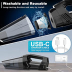 Blestan Handheld Vacuum Cordless Portable Car Vacuum with LED Light, High Power Suction, 3 in 1, Lightweight Rechargeable Hand Vacuum, Hand Held Vacuum Cleaner for Car Home Office, Pet Hair, Black