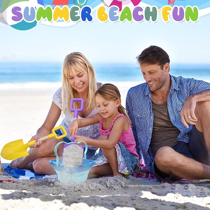 Long Beach Shovel Sand Spades Wood Handle, Sturdy Scoop Sandbox Toys for Kids Adults, Garden Backyard Planting Tools Kit for Digging, ABS Plastic Spade Beach Essential - Yellow Purple