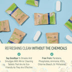 12 Pack Natural Glass & Mirror Cleaner Spray - Window Cleaning Tablets Refill - Eco-Friendly Product & Cleaning Supplies - 1 Tablet = 17oz Spray (204oz Total) - Fresh Lemon