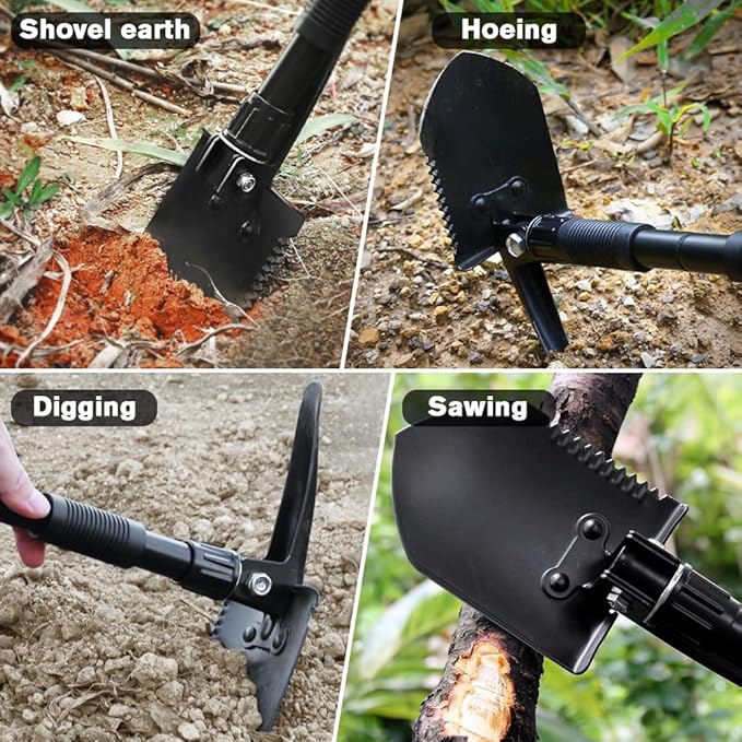 Digging Shovel, 15.35'' Lightweight Camping Shovel Portable High Carbon Steel Folding Mini Trowels for Outdoor Camping Backpacking Hiking Car Emergency Home Garden