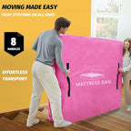 Mattress Bags for Moving and Storage, BETU Queen Mattress Protector Waterproof Mattress Cover with 8 Heavy Duty Handles and Zipper Extra Thick Moving Supplies for Bed Reusable (82x62x13.5 Pink)