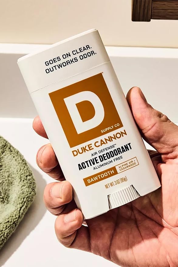 Duke Cannon Aluminum-Free Deodorant for Men - Air Defense, 3 oz – Long-Lasting, Clear Glide, Skin-Soothing Formula, Alpine + Cedarwood (Sawtooth)