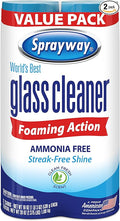 Sprayway Glass Cleaner Foaming Aerosol Spray, 19oz, Pack of 2 | Ammonia-Free, Streakless, Fast-Acting | Cleans & Polishes Glass Surfaces | Fresh Scent, Removes Fingerprints, Dust, Dirt, Smoke Film