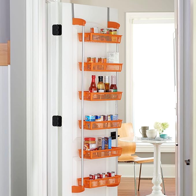 Household Essentials 6-Tier Basket Over-The-Door Organizer, Orange
