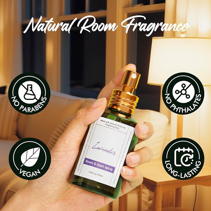 Room Spray Odor Eliminator 3 Pack, Natural Essential Oil Air Freshener Spray for Home Bathroom and Kitchen, Lavender, Citrus, Eucalyptus