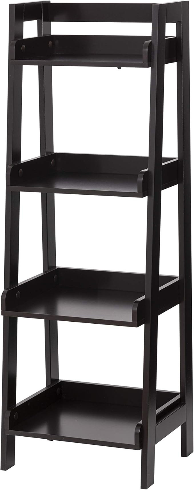 UTEX 4-Tier Ladder Shelf, Bathroom Shelf Freestanding, 4-Shelf Spacesaver Open Wood Shelving Unit, Ladder Shelf (Espresso)