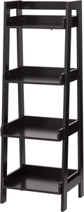 UTEX 4-Tier Ladder Shelf, Bathroom Shelf Freestanding, 4-Shelf Spacesaver Open Wood Shelving Unit, Ladder Shelf (Espresso)