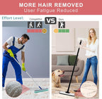 Carpet Rake for Pet Hair Removal - Dual Head Carpet Scraper & Rubber Broom with 50inch Handle for Carpet, Sofa, Car - Pet Hair Remover Tool for Cat & Dog