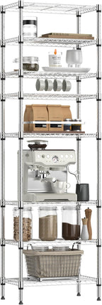 IZEUK 8 Tier Adjustable Metal Storage Shelving Unit, Heavy Duty Standing Rack Organizer for Kitchen, Pantry, Laundry Room, Garage or Basement, 2000 lbs Capacity, 23.6 W x 13.8 D x 79.5 H, Chrome